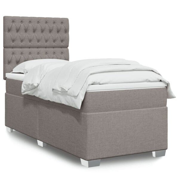 vidaXL Boxspringbett mit Matratze Taupe 90x200 cm Stoff