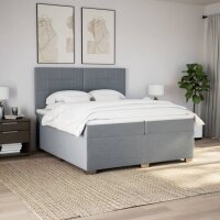 vidaXL Boxspringbett mit Matratze Hellgrau 200x200 cm Stoff