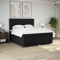 vidaXL Boxspringbett mit Matratze Schwarz 200x200 cm Stoff