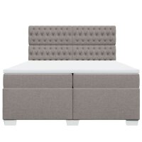 vidaXL Boxspringbett mit Matratze Taupe 200x200 cm Stoff