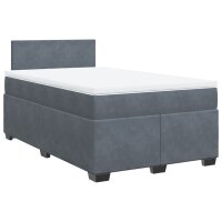 vidaXL Boxspringbett mit Matratze Dunkelgrau 120x190 cm Samt