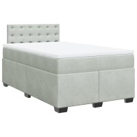 vidaXL Boxspringbett mit Matratze Hellgrau 120x190 cm Samt