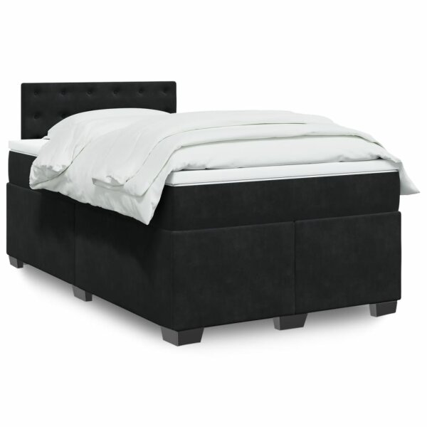 vidaXL Boxspringbett mit Matratze Schwarz 120x190 cm Samt