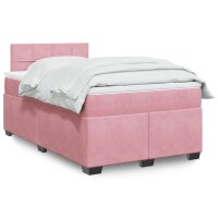 vidaXL Boxspringbett mit Matratze Rosa 120x200 cm Samt