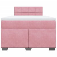 vidaXL Boxspringbett mit Matratze Rosa 120x200 cm Samt