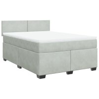 vidaXL Boxspringbett mit Matratze Hellgrau 140x190 cm Samt