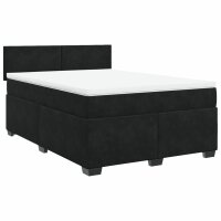 vidaXL Boxspringbett mit Matratze Schwarz 140x190 cm Samt