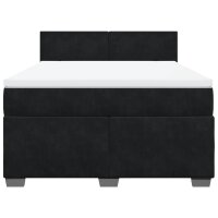 vidaXL Boxspringbett mit Matratze Schwarz 140x190 cm Samt