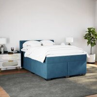 vidaXL Boxspringbett mit Matratze Dunkelblau 140x190 cm Samt