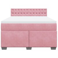 vidaXL Boxspringbett mit Matratze Rosa 140x190 cm Samt