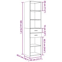 vidaXL Highboard Schwarz 45x42,5x185 cm Holzwerkstoff