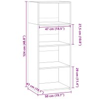 vidaXL Highboard Sonoma-Eiche 50x41x124 cm Holzwerkstoff