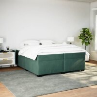 vidaXL Boxspringbett mit Matratze Dunkelgr&uuml;n 200x200 cm Samt