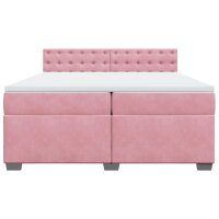 vidaXL Boxspringbett mit Matratze Rosa 200x200 cm Samt