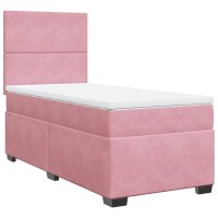 vidaXL Boxspringbett mit Matratze Rosa 80x200 cm Samt