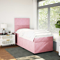 vidaXL Boxspringbett mit Matratze Rosa 80x200 cm Samt