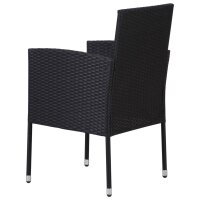 vidaXL Gartenst&uuml;hle mit Kissen in Cremewei&szlig; 2 Stk. Schwarz Polyrattan