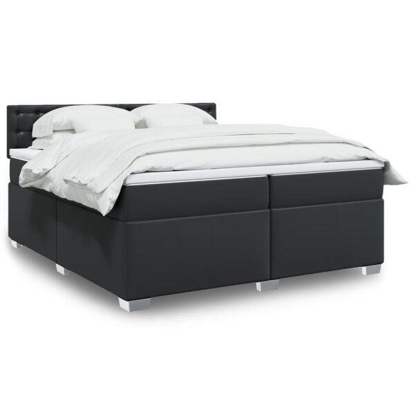 vidaXL Boxspringbett mit Matratze Schwarz 200x200 cm Kunstleder