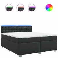 vidaXL Boxspringbett mit Matratze Schwarz 200x200 cm Kunstleder