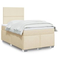 vidaXL Boxspringbett mit Matratze Creme 120x200 cm Stoff