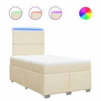 vidaXL Boxspringbett mit Matratze Creme 120x200 cm Stoff