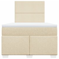 vidaXL Boxspringbett mit Matratze Creme 120x200 cm Stoff