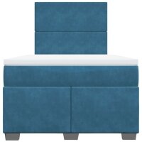 vidaXL Boxspringbett mit Matratze Blau 120x200 cm Samt