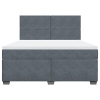 vidaXL Boxspringbett mit Matratze Dunkelgrau 180x200 cm Samt