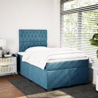 vidaXL Boxspringbett mit Matratze Blau 120x190 cm Samt