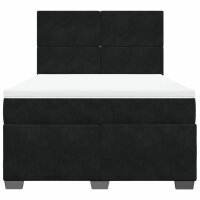 vidaXL Boxspringbett mit Matratze Schwarz 160x200 cm Samt