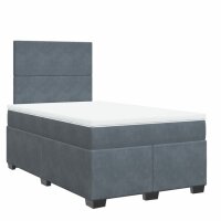 vidaXL Boxspringbett mit Matratze Dunkelgrau 120x200 cm Samt