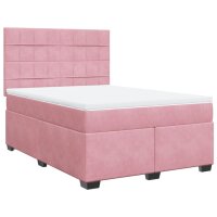 vidaXL Boxspringbett mit Matratze Rosa 160x200 cm Samt