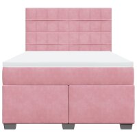 vidaXL Boxspringbett mit Matratze Rosa 160x200 cm Samt