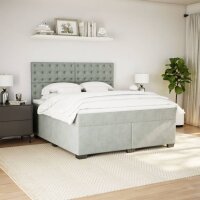 vidaXL Boxspringbett mit Matratze Hellgrau 180x200 cm Samt