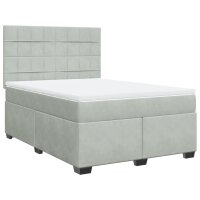 vidaXL Boxspringbett mit Matratze Hellgrau 140x190 cm Samt