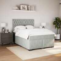 vidaXL Boxspringbett mit Matratze Hellgrau 140x190 cm Samt