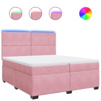 vidaXL Boxspringbett mit Matratze Rosa 200x200 cm Samt