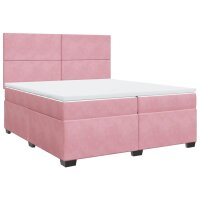 vidaXL Boxspringbett mit Matratze Rosa 200x200 cm Samt