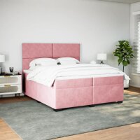 vidaXL Boxspringbett mit Matratze Rosa 200x200 cm Samt