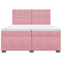 vidaXL Boxspringbett mit Matratze Rosa 200x200 cm Samt