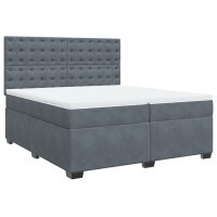 vidaXL Boxspringbett mit Matratze Dunkelgrau 200x200 cm Samt