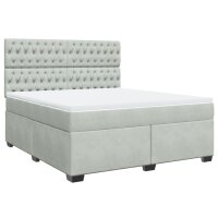 vidaXL Boxspringbett mit Matratze Hellgrau 180x200 cm Samt