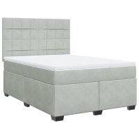 vidaXL Boxspringbett mit Matratze Dunkelgrau 140x200 cm Samt