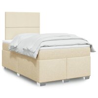 vidaXL Boxspringbett mit Matratze Creme 120x190 cm Stoff