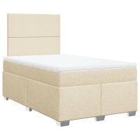 vidaXL Boxspringbett mit Matratze Creme 120x190 cm Stoff