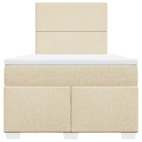 vidaXL Boxspringbett mit Matratze Creme 120x190 cm Stoff