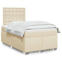 vidaXL Boxspringbett mit Matratze Creme 120x190 cm Stoff