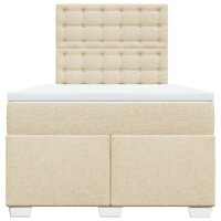 vidaXL Boxspringbett mit Matratze Creme 120x190 cm Stoff