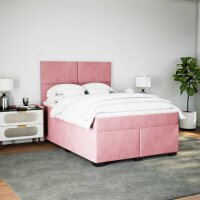 vidaXL Boxspringbett mit Matratze Rosa 140x200 cm Samt