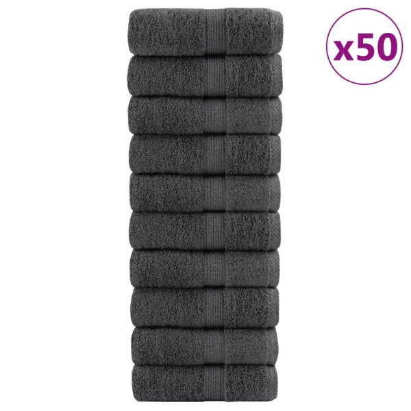 vidaXL Premium-G&auml;stet&uuml;cher 50 Stk. Anthrazit 30x50 600 g/m&sup2; Baumwolle